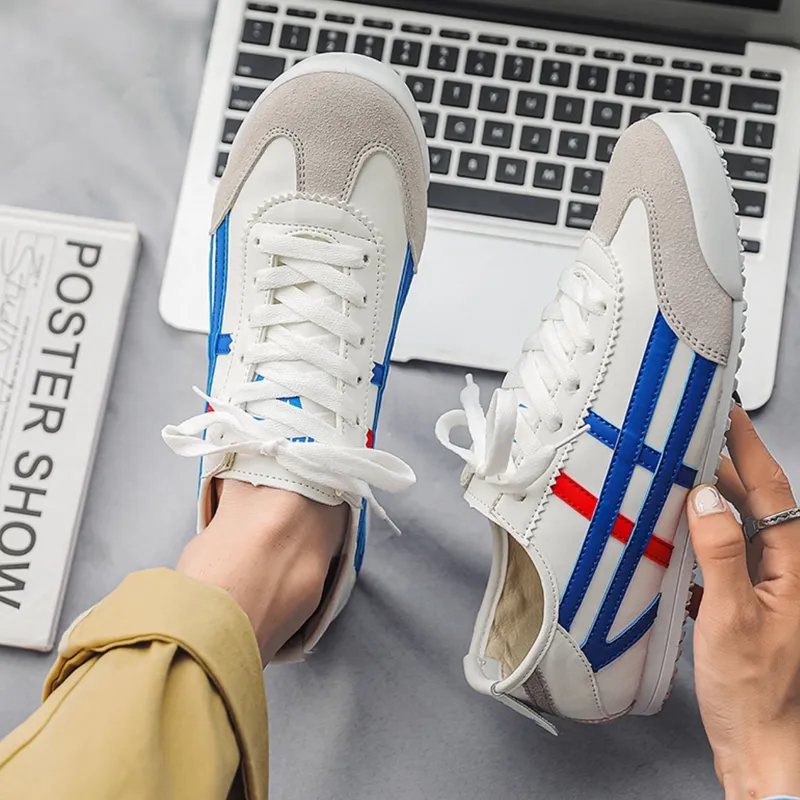 SHUXIAOBEI Low Top Casual Shoes Unisex White Blue-4