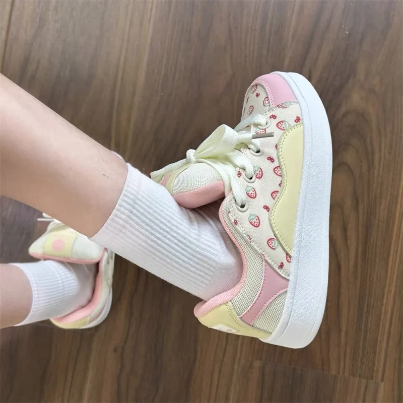 LIANGHUO Slip Resistant Low Top Skateboard Shoes Women's Strawberry Pink-5