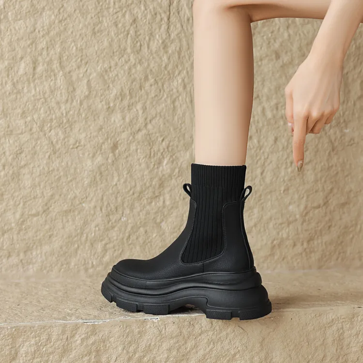 LIANGHUO Chelsea Boots Women's Khaki-6