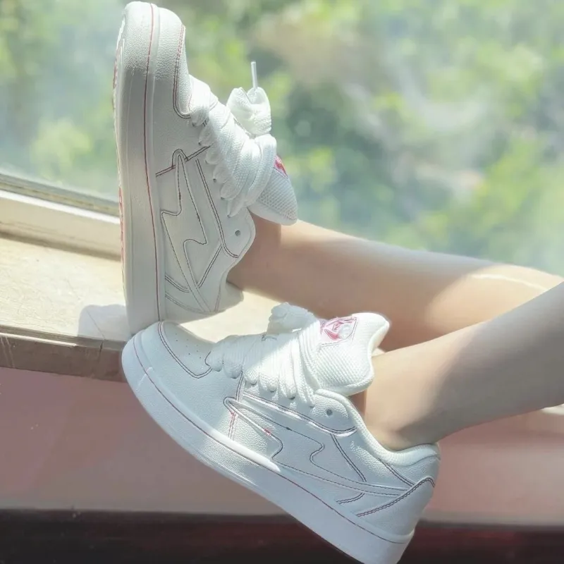 LIANGHUO Low Top Skateboard Shoes Women's White Rainbow Box Included-1