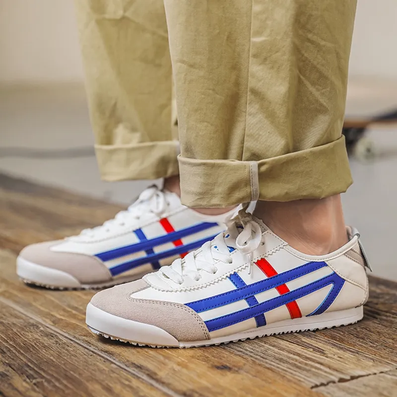 SHUXIAOBEI Low Top Casual Shoes Unisex White Blue-2