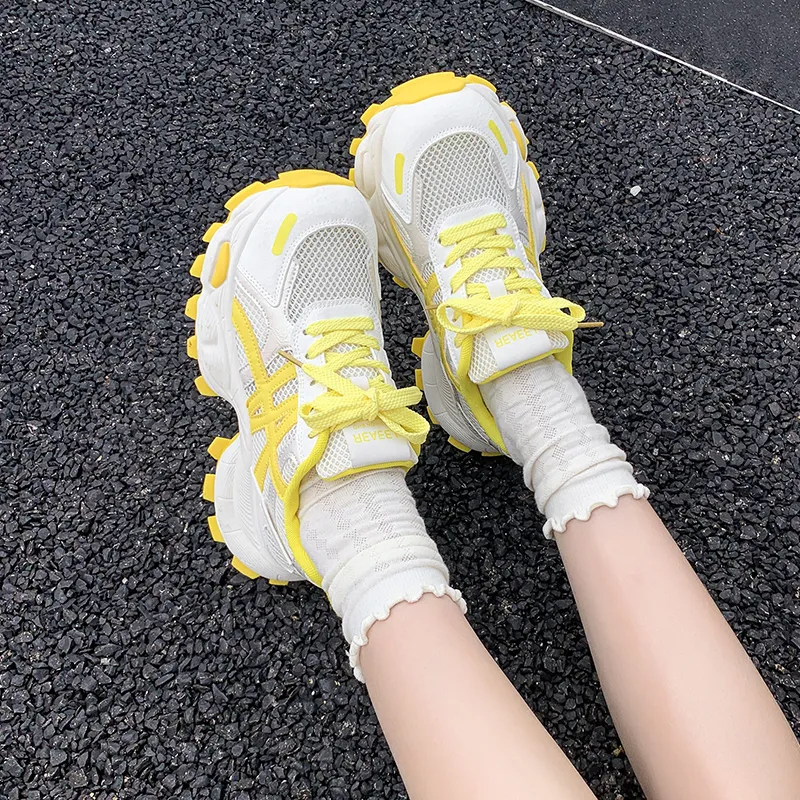 LIANGHUO Cushioning, Slip Resistant, Impact Resistant, Lightweight Low Top Chunky Sneakers Women's-10