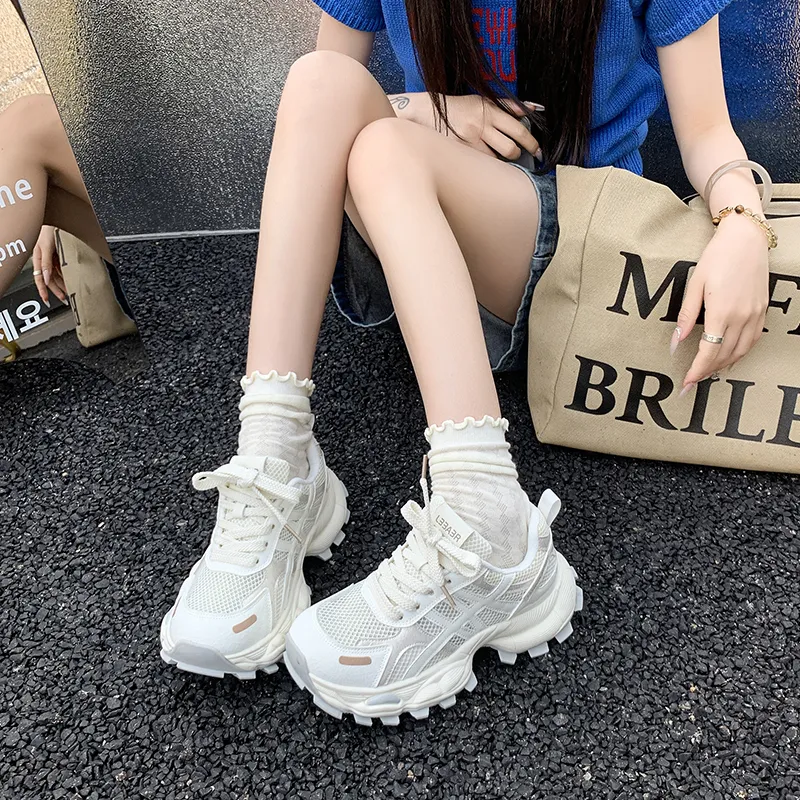 LIANGHUO Cushioning, Slip Resistant, Impact Resistant, Lightweight Low Top Chunky Sneakers Women's-4