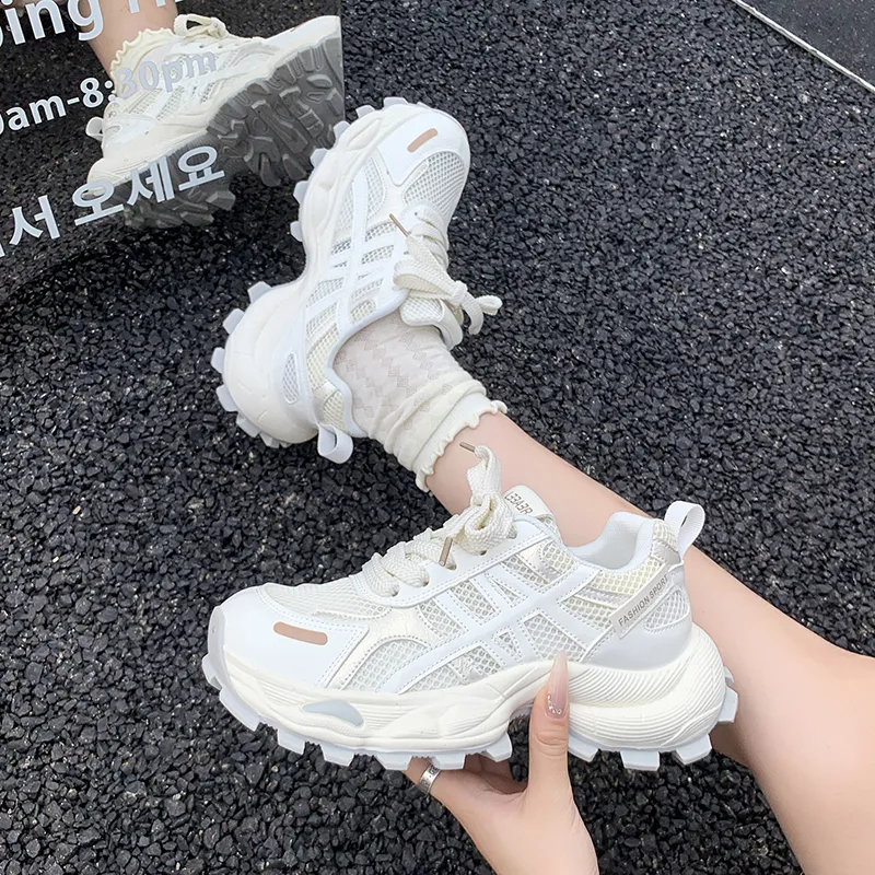 LIANGHUO Cushioning, Slip Resistant, Impact Resistant, Lightweight Low Top Chunky Sneakers Women's-2