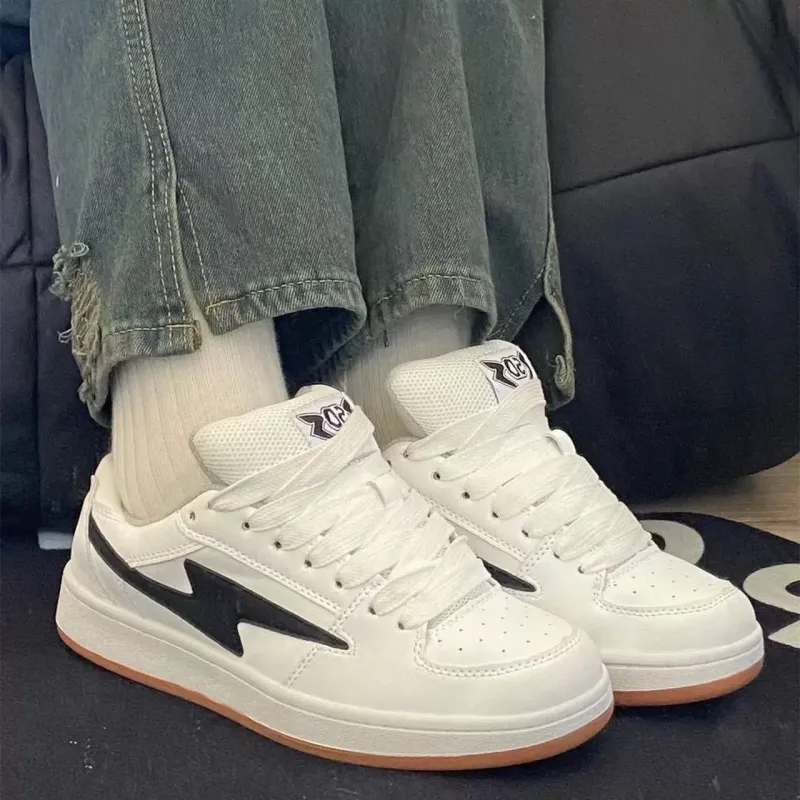 LIANGHUO Slip-Resistant Cushioning Impact Resistance Wear-Resistant Low-Top Skateboard Shoes Unisex Ecru-4