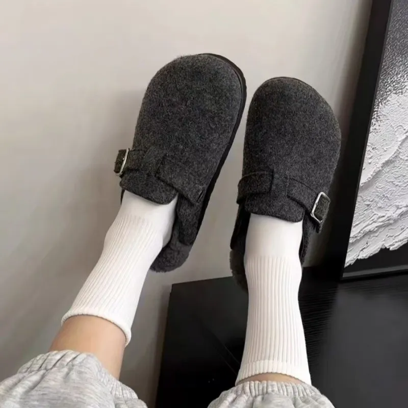 LIANGHUO Quiet Abrasion Resistant Massage Wrap toe Slippers Women's Charcoal Gray-1