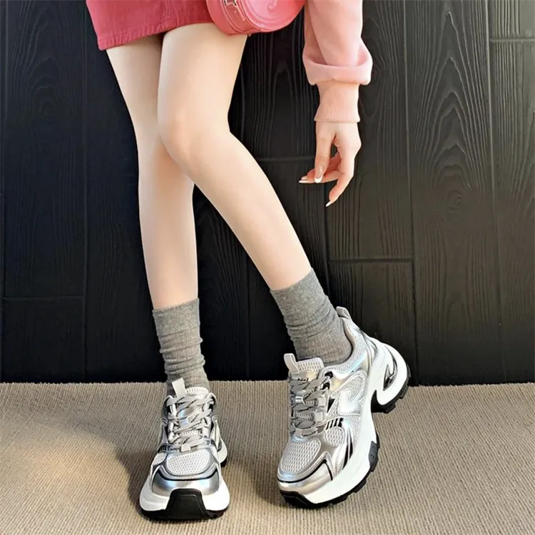 LIANGHUO Cushioning, Slip Resistant, Abrasion Resistant, Breathable, Impact Resistant Low Top Chunky Sneakers Women's-7