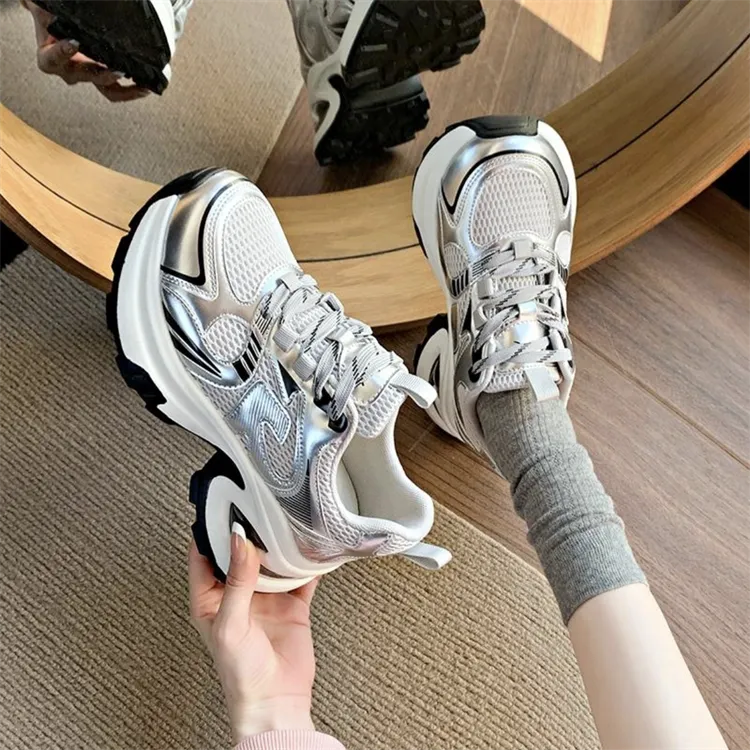 LIANGHUO Cushioning, Slip Resistant, Abrasion Resistant, Breathable, Impact Resistant Low Top Chunky Sneakers Women's-6