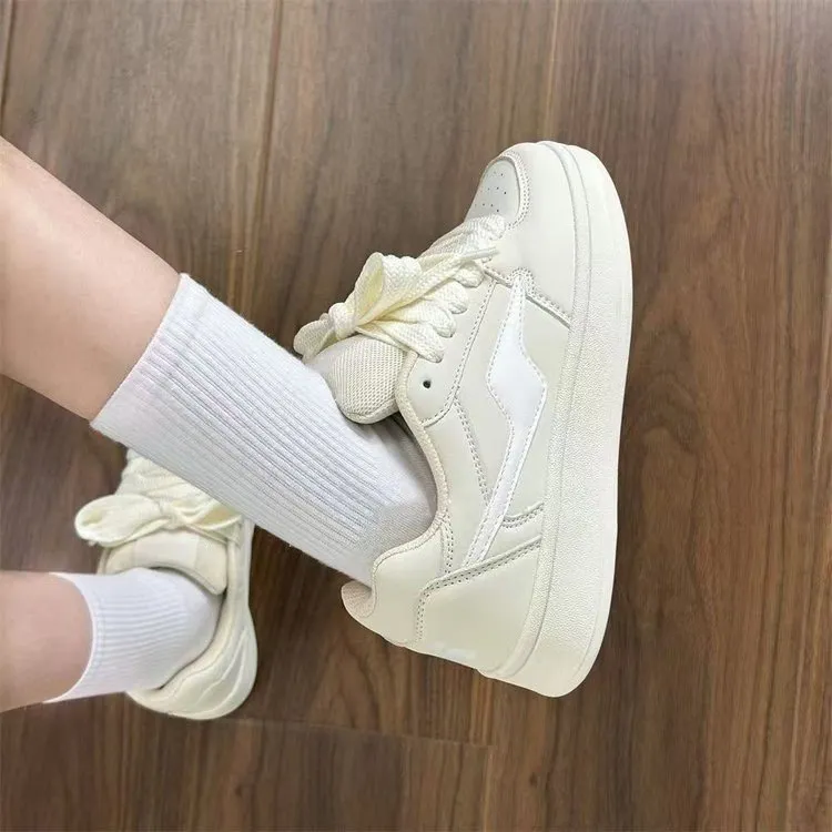 LIANGHUO Warm Cushioning Coverage Impact Resistance Wear Resistant Slip Resistant Low Top Skateboard Shoes Women's Ecru-8
