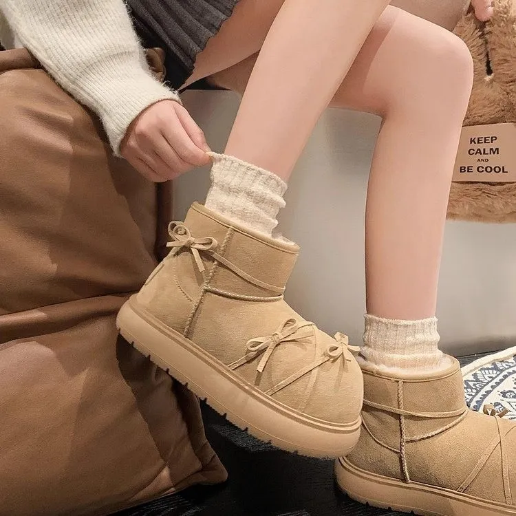 LIANGHUO Warm Wear Resistant Cushioning For Height Increase Coverage Short Snow Boots Women's-2