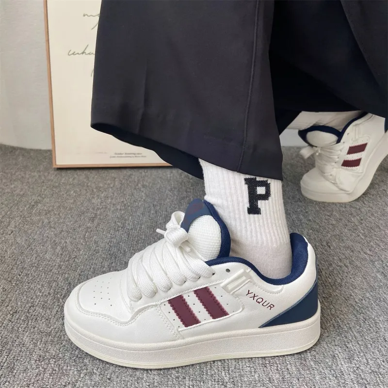 LIANGHUO Anti Slip Wear Resistant Low Top Skateboard Shoes Unisex White Blue Red Box Included-4