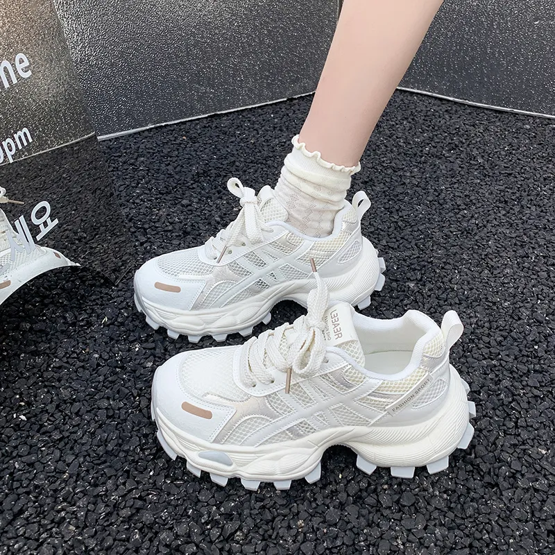LIANGHUO Cushioning, Slip Resistant, Impact Resistant, Lightweight Low Top Chunky Sneakers Women's-1