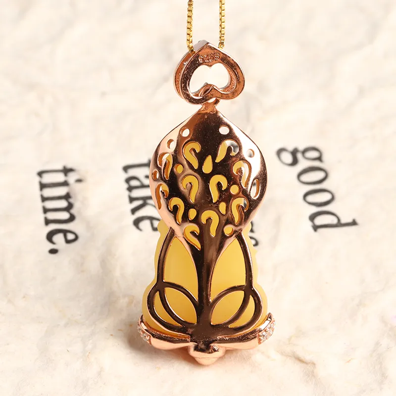 POSILAN Amber Beeswax Necklaces Women's-3