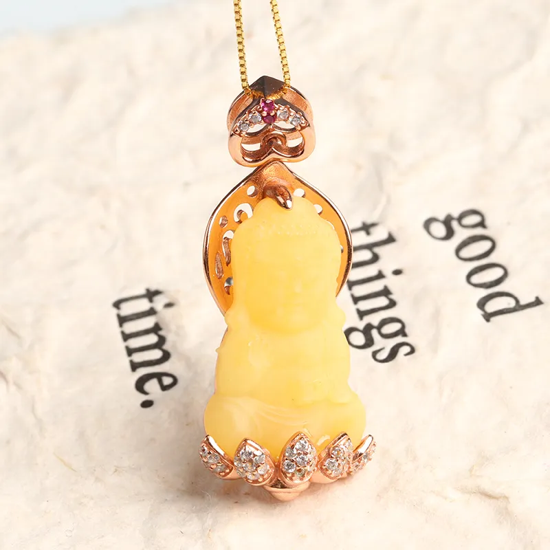 POSILAN Amber Beeswax Necklaces Women's-1