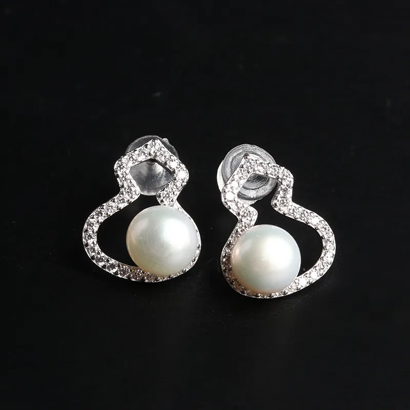 POSILAN Freshwater Pearl Pearl Stud Earrings Women's-1
