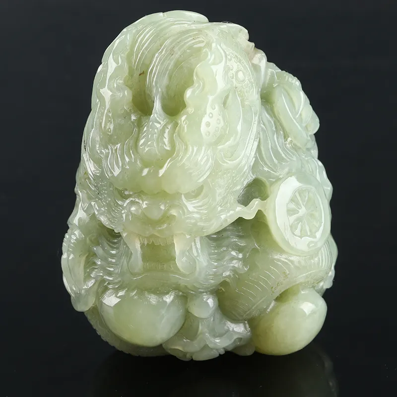 POSILAN Hetian Jade Pendants Pale Greenish White Jade Unisex-4