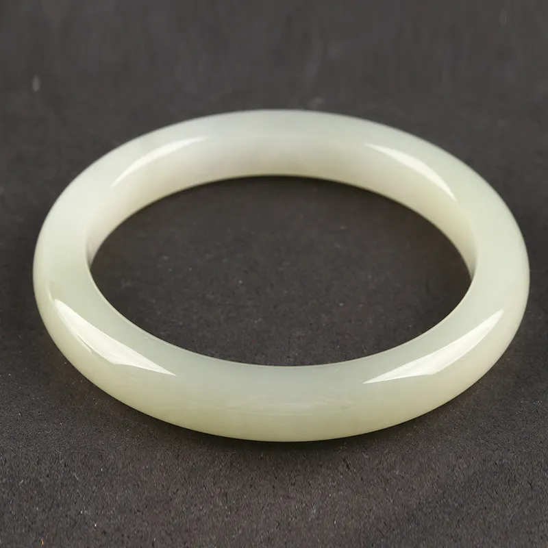 POSILAN Hetian Jade Bangles Pale Greenish White Jade Women's-2