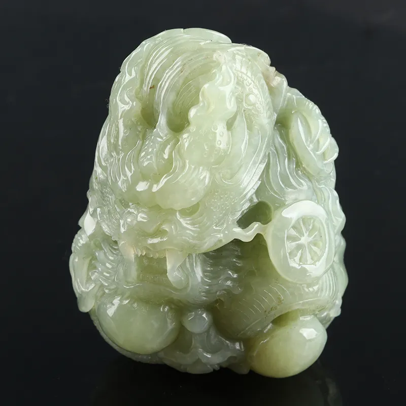 POSILAN Hetian Jade Pendants Pale Greenish White Jade Unisex-2
