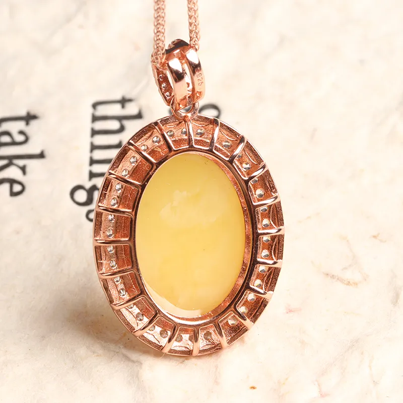 POSILAN Amber Beeswax Necklaces Women's-4