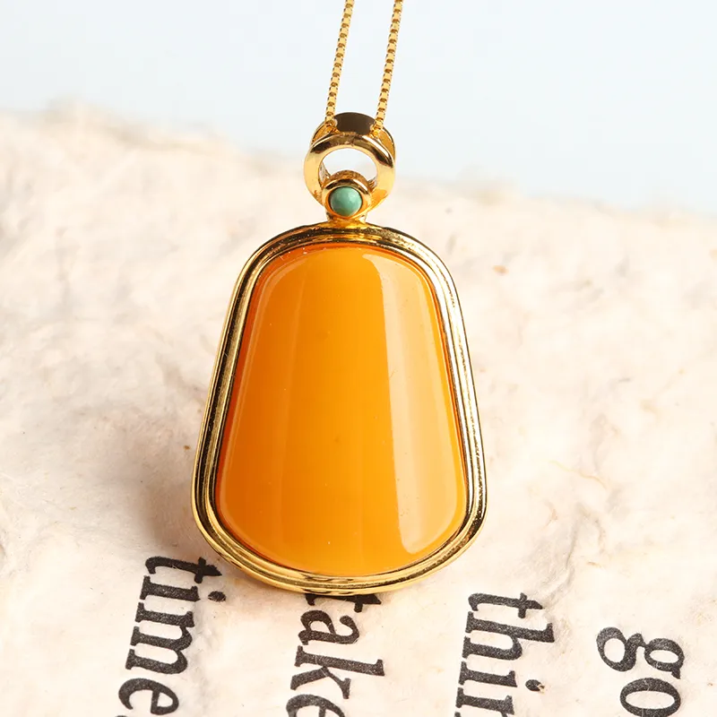 POSILAN Amber Beeswax Necklaces Women's-2