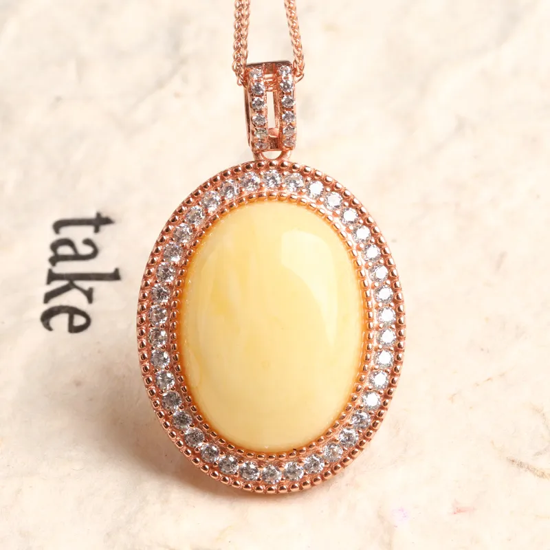 POSILAN Amber Beeswax Necklaces Women's-1