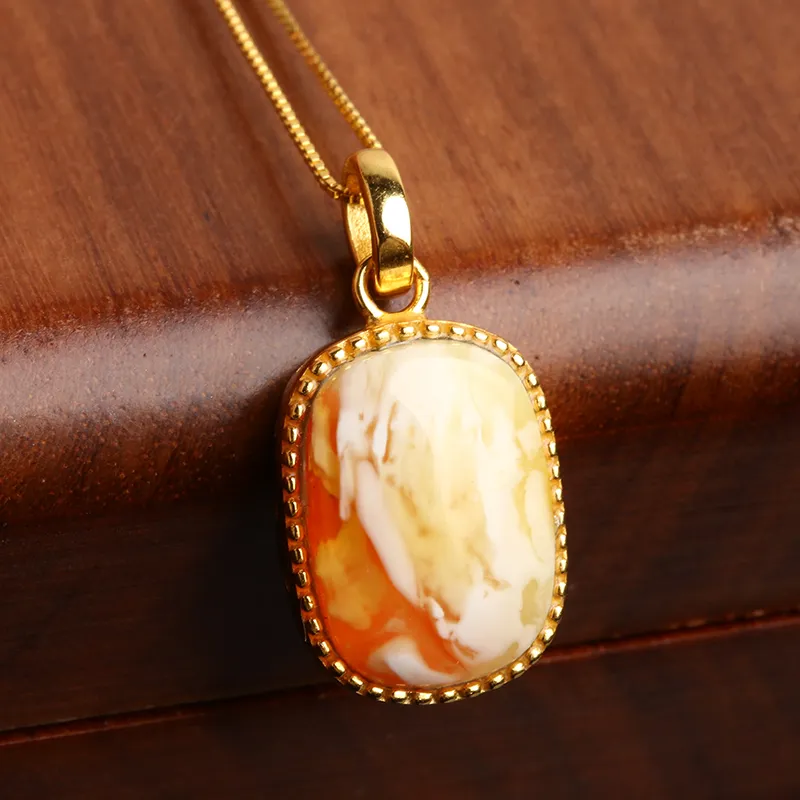POSILAN Amber Beeswax Jade Necklaces Unisex-2