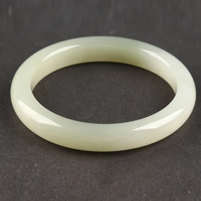 POSILAN Hetian Jade Bangles Pale Greenish White Jade Women's-4