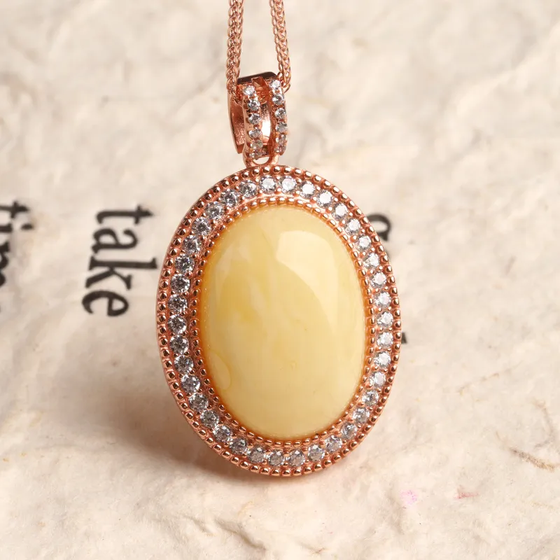 POSILAN Amber Beeswax Necklaces Women's-3