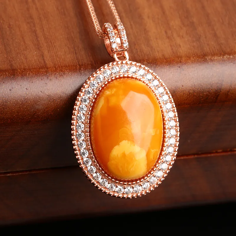 POSILAN Amber Beeswax Necklaces Women's-7