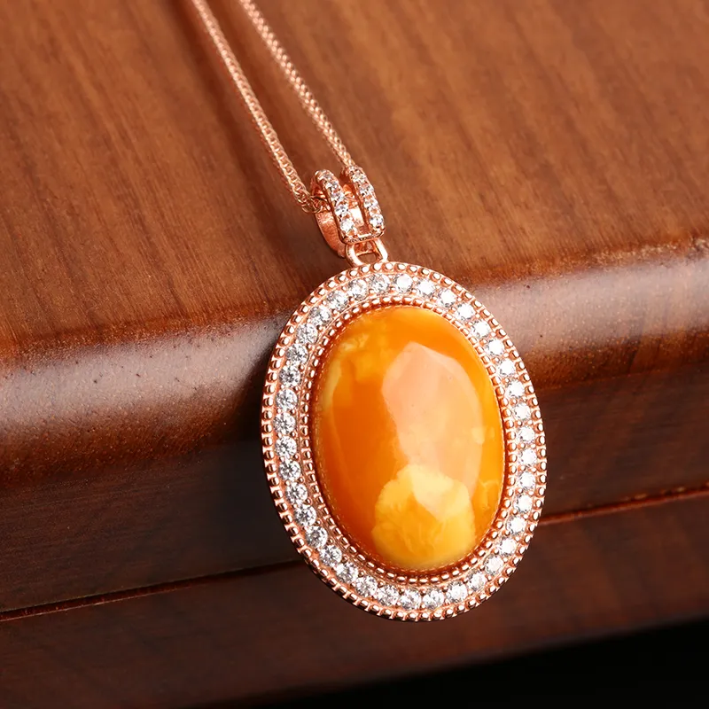 POSILAN Amber Beeswax Necklaces Women's-9