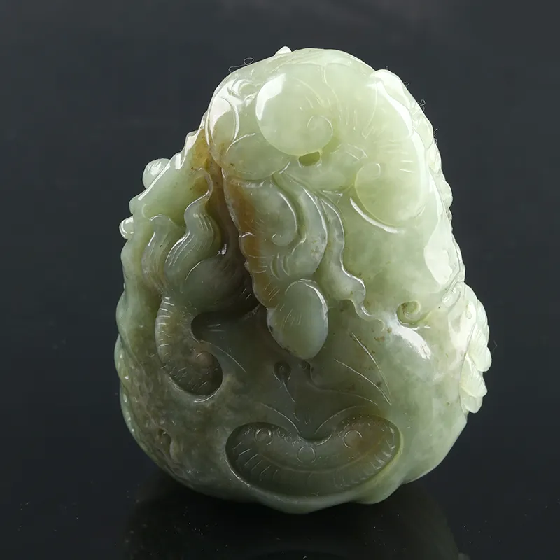POSILAN Hetian Jade Pendants Pale Greenish White Jade Unisex-5