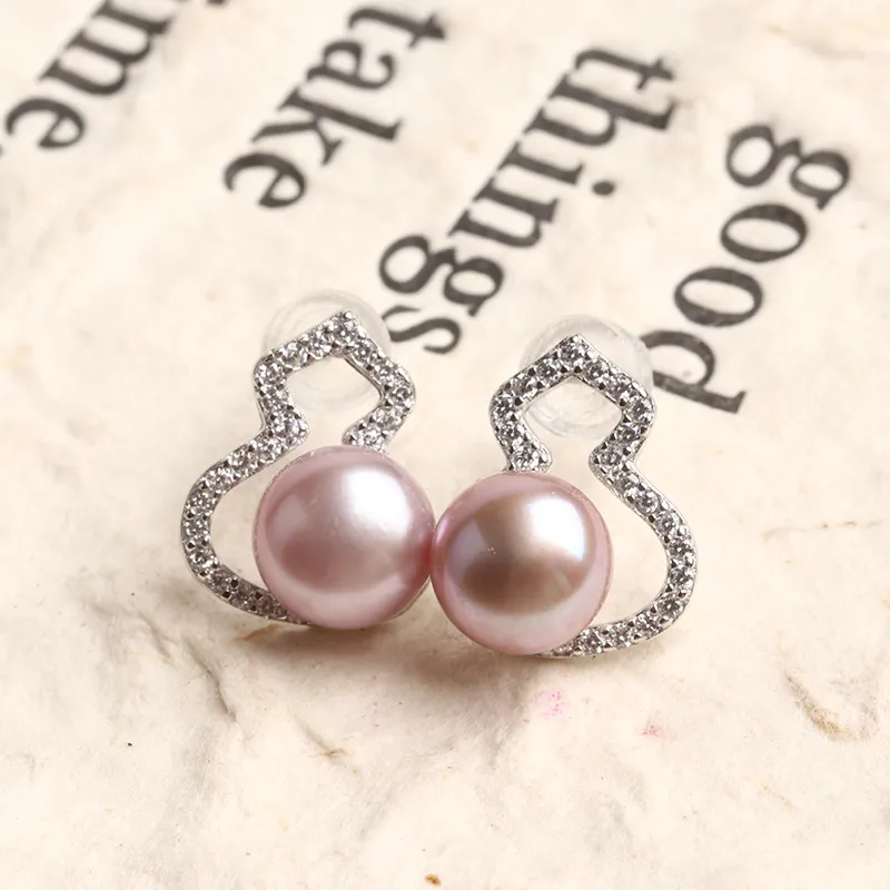 POSILAN Freshwater Pearl Pearl Stud Earrings Women's-8