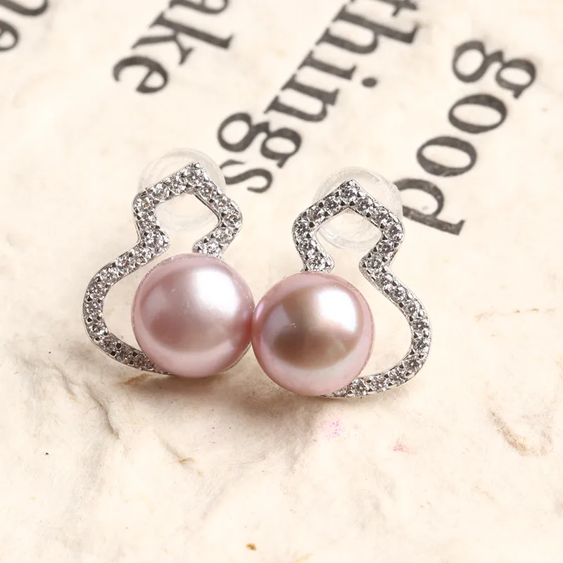 POSILAN Freshwater Pearl Pearl Stud Earrings Women's-6