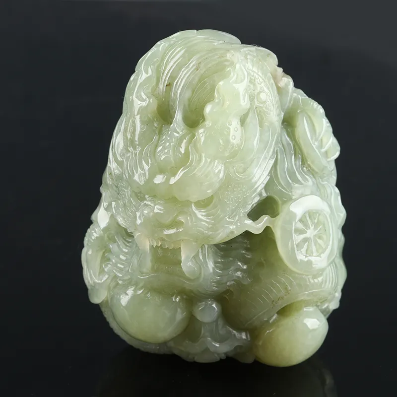 POSILAN Hetian Jade Pendants Pale Greenish White Jade Unisex-1