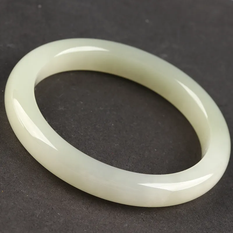 POSILAN Hetian Jade Bangles Pale Greenish White Jade Women's-3