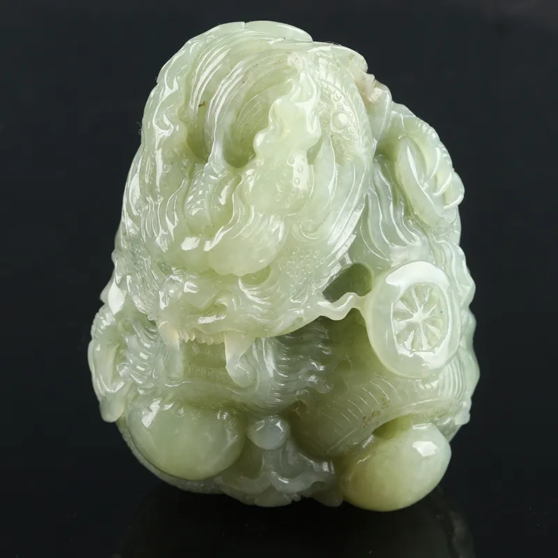 POSILAN Hetian Jade Pendants Pale Greenish White Jade Unisex-3