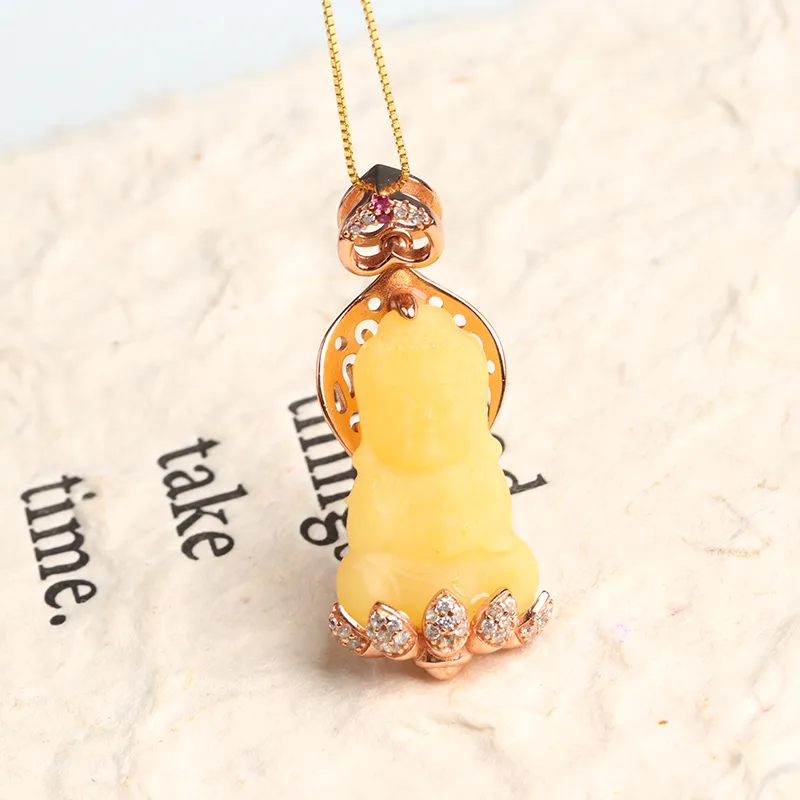 POSILAN Amber Beeswax Necklaces Women's-4