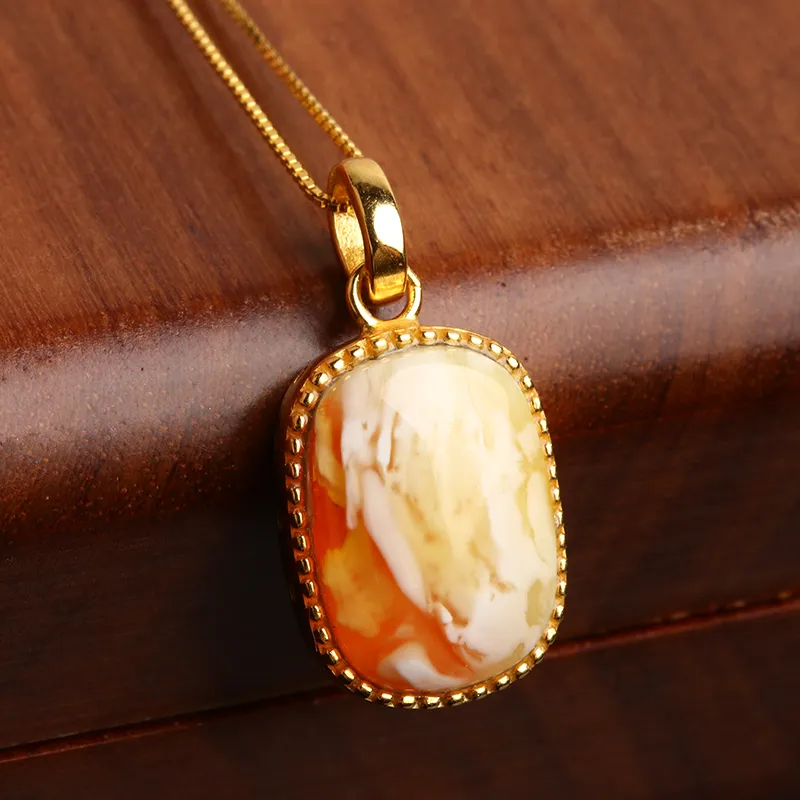 POSILAN Amber Beeswax Jade Necklaces Unisex-3