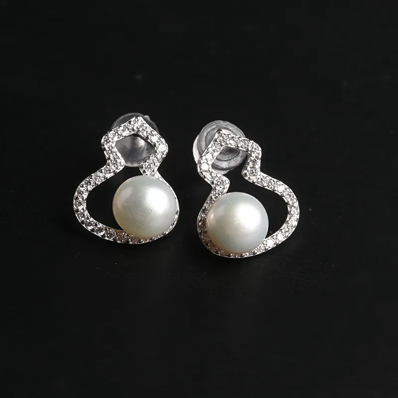 POSILAN Freshwater Pearl Pearl Stud Earrings Women's-2