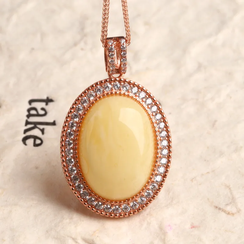 POSILAN Amber Beeswax Necklaces Women's-2