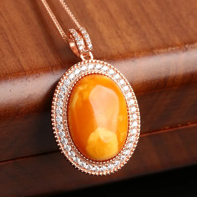 POSILAN Amber Beeswax Necklaces Women's-6