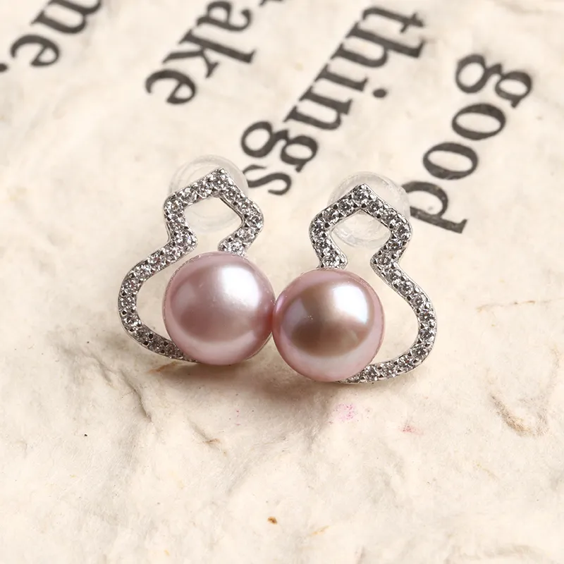 POSILAN Freshwater Pearl Pearl Stud Earrings Women's-7