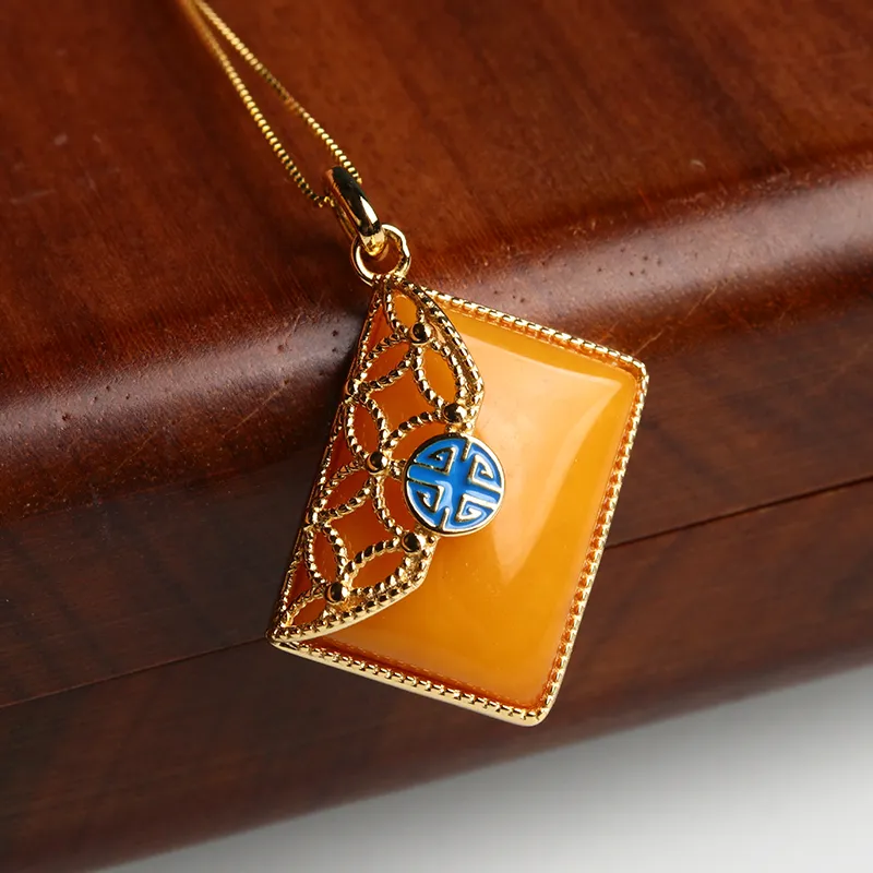 POSILAN Amber Beeswax Necklaces Unisex-1