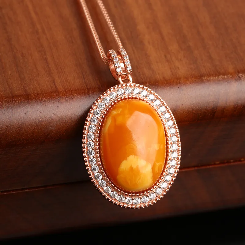 POSILAN Amber Beeswax Necklaces Women's-8