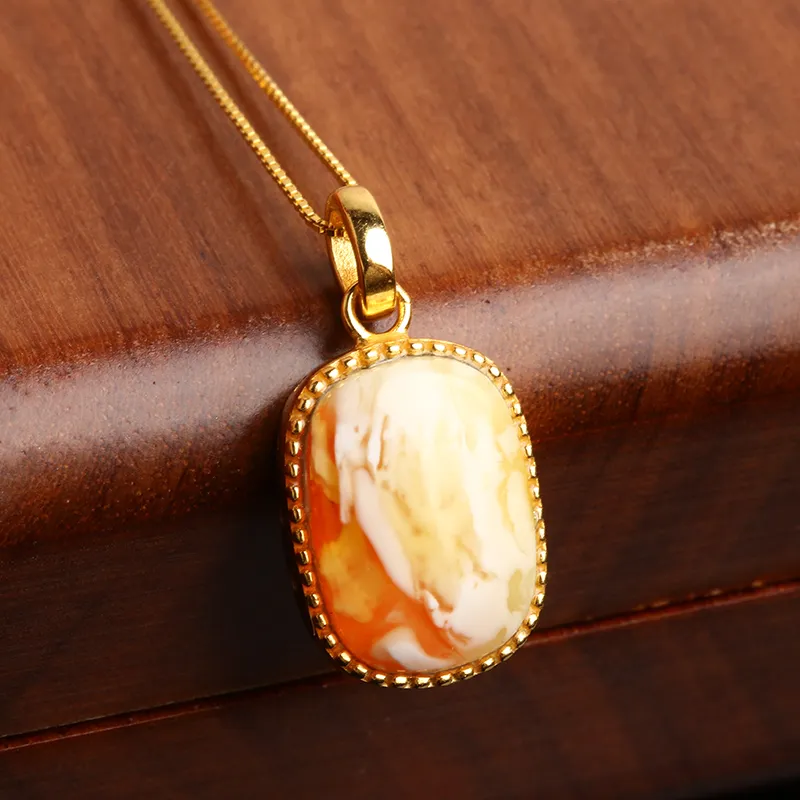 POSILAN Amber Beeswax Jade Necklaces Unisex-1