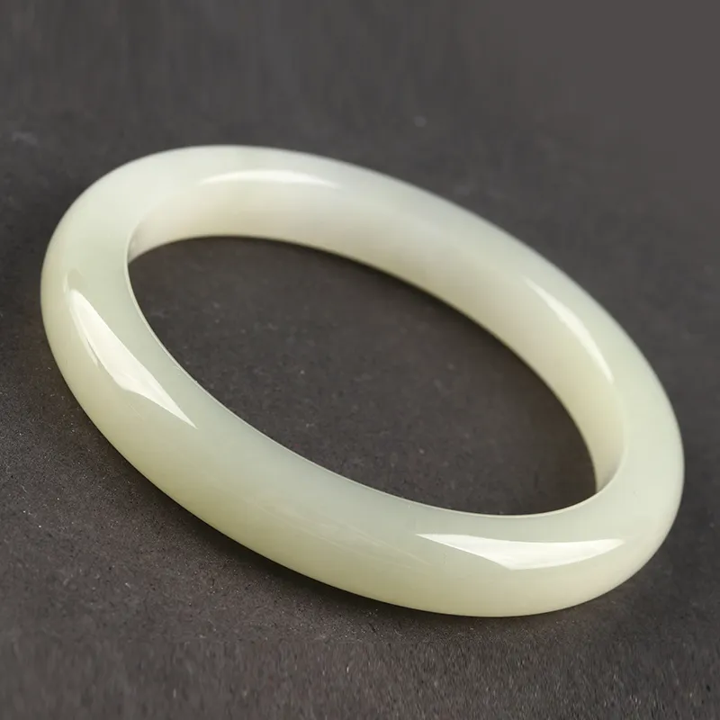POSILAN Hetian Jade Bangles Pale Greenish White Jade Women's-1