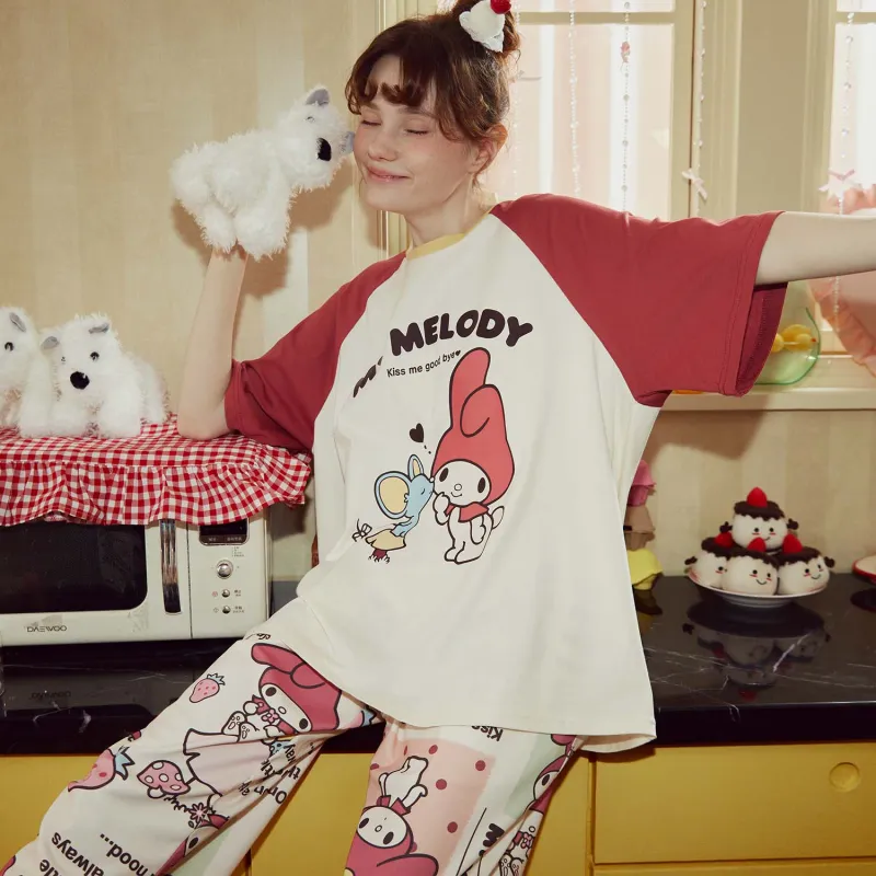 GUKOO x Sanrio/ Melodi Pajama Set Women's Pearl White-4