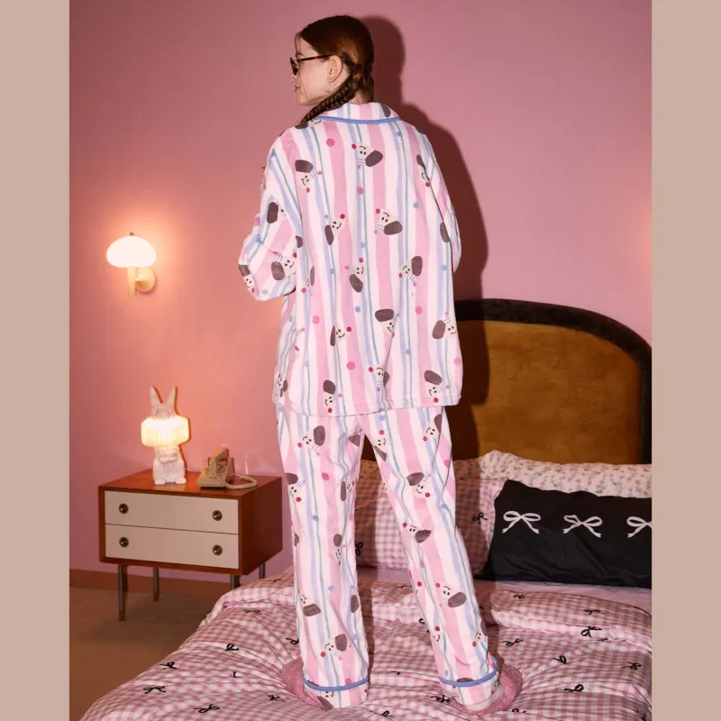 GUKOO Pajama Set Women's Linen Blue-3