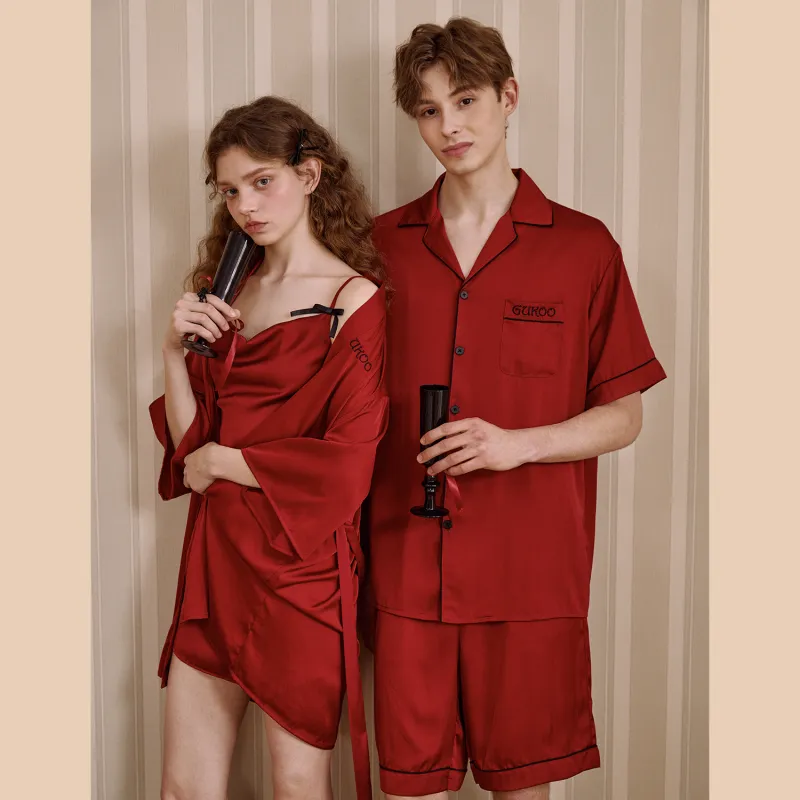 GUKOO Bath Robes Women's Gift Box Set Included Persimmon Red-2