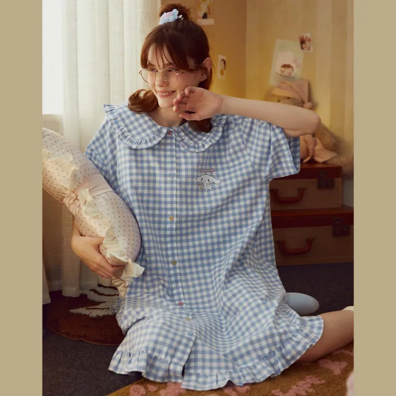 GUKOO x Sanrio/ Yugui Dog Nightgown Women's Sky Blue-5